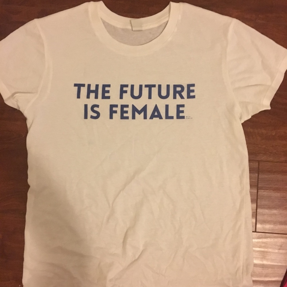 The future is female white tee
